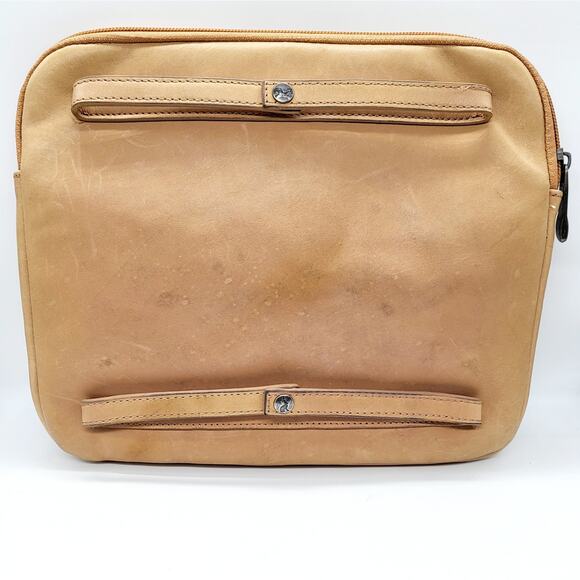 Tri-Antler Tan Leather Padded Lined Multi-use Tablet Laptop Pouch Unisex - Picture 2 of 10